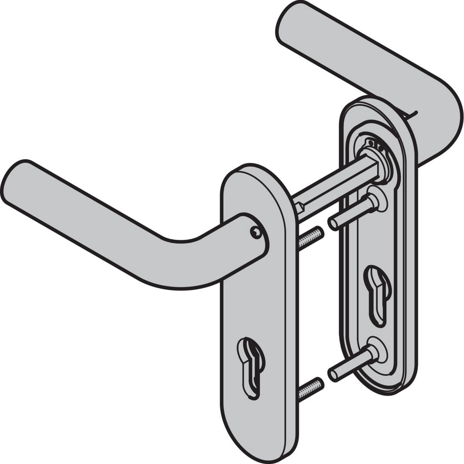 Hörmann Drückergarnitur D-210 (FS) Kurzschild PZ, Aluminium BILD 1