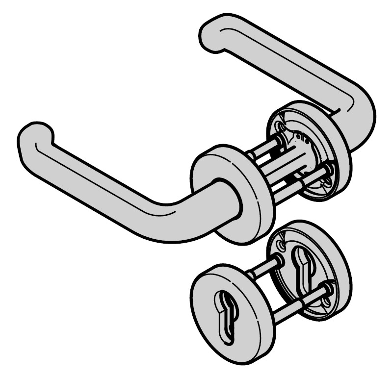 Hörmann Panikgarnitur FSB Typ 1053 (FS) Rosette PZ, Aluminium, Naturton BILD 1