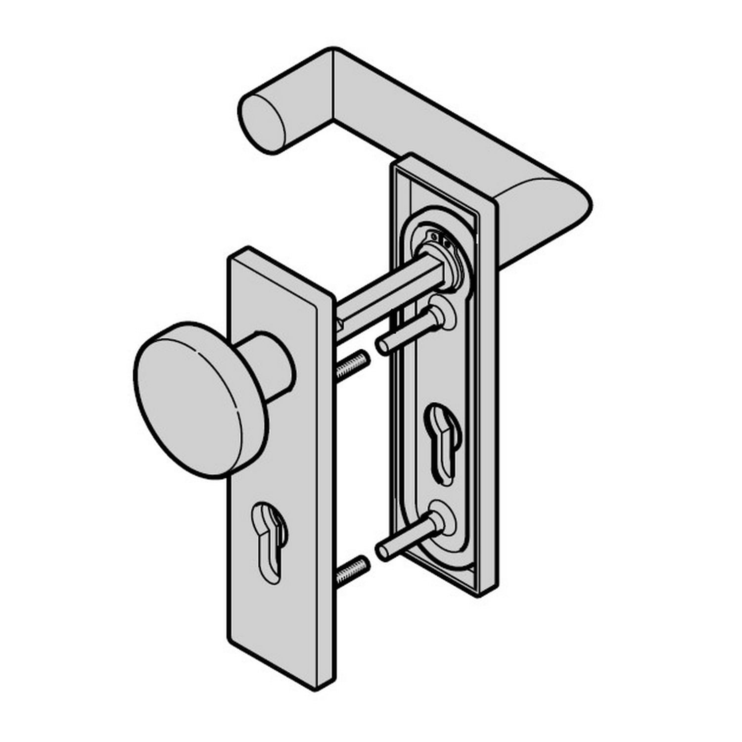 Hörmann Wechselgarnitur FSB mit Knopf (FS) Links Kurzschild PZ, Aluminium BILD 1