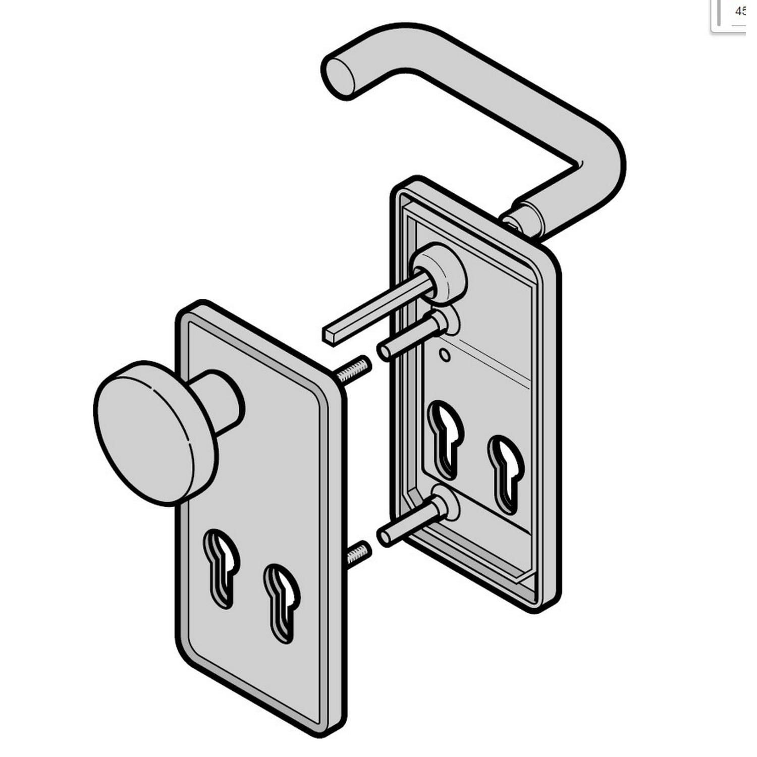 Hörmann Wechselgarnitur mit Knopf (FS) Kurzschild 2x PZ, Edelstahl, matt BILD 1