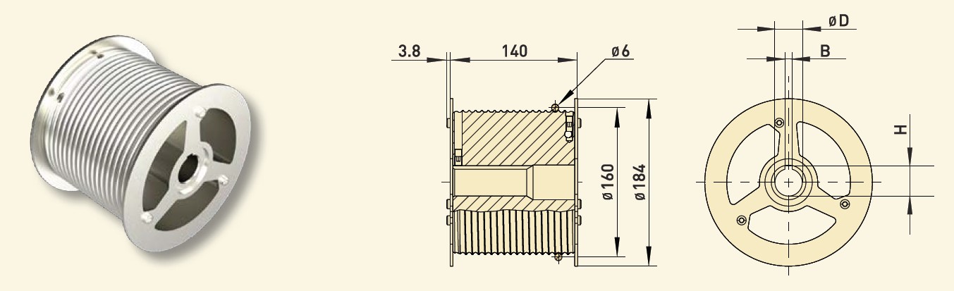 GfA Seiltrommel Typ B 160-6L-25 für Wellen / 30005981