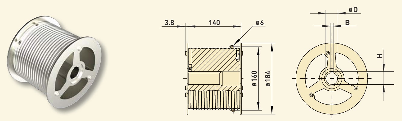 GfA Seiltrommel Typ B 160-6L-40 für Wellen / 30005989