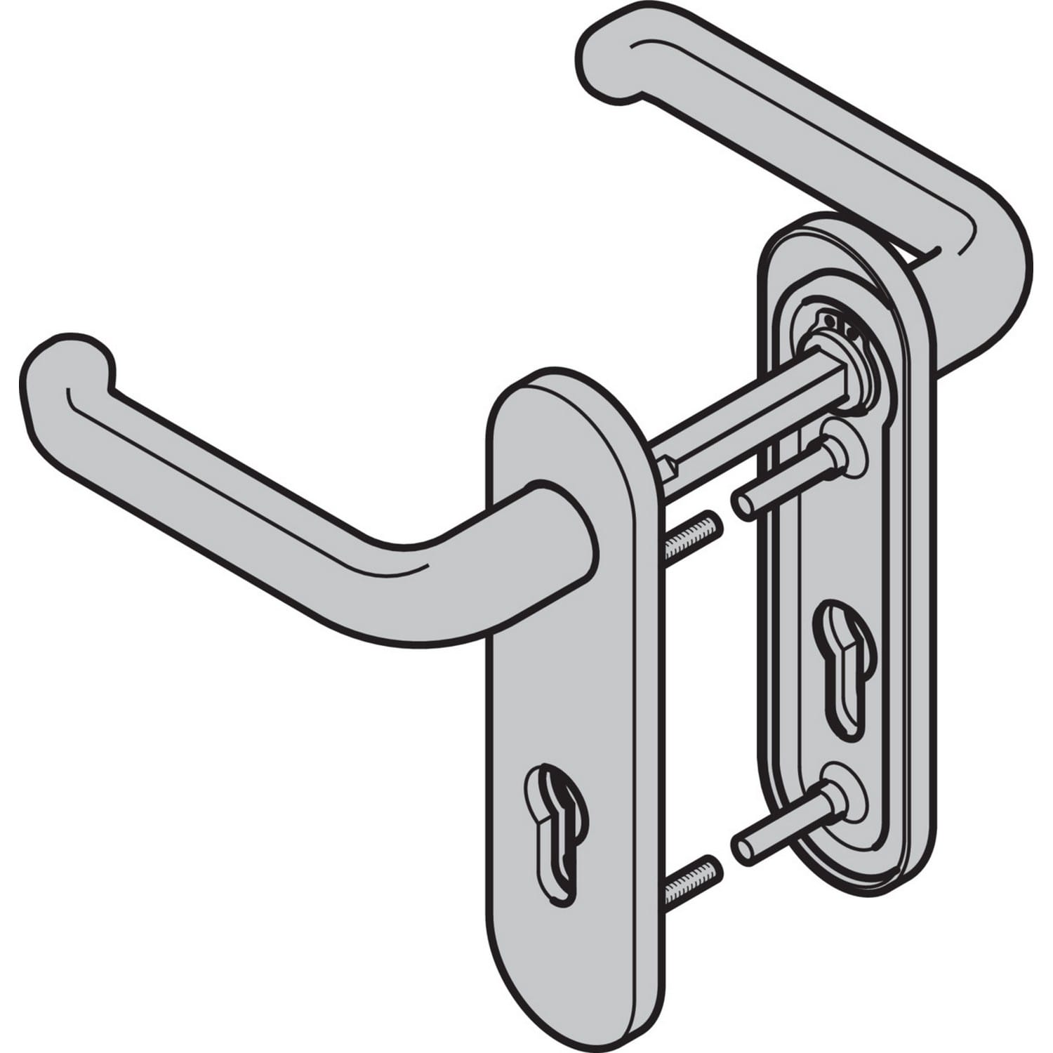 Hörmann Drückergarnitur D-310 (FS) Kurzschild PZ, Edelstahl, matt BILD 9