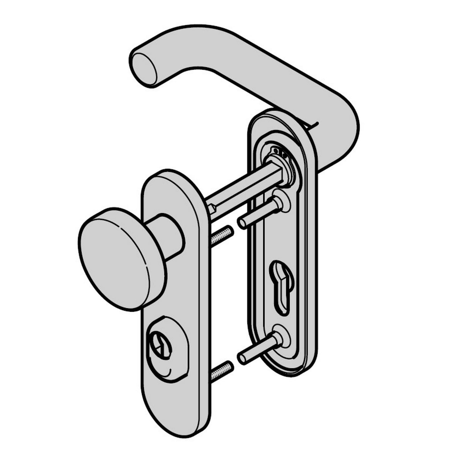 Hörmann Sicherheits-Wechselgarnitur ES1 mit Knopf (FS) Kurzschild PZ, Aluminium BILD 1