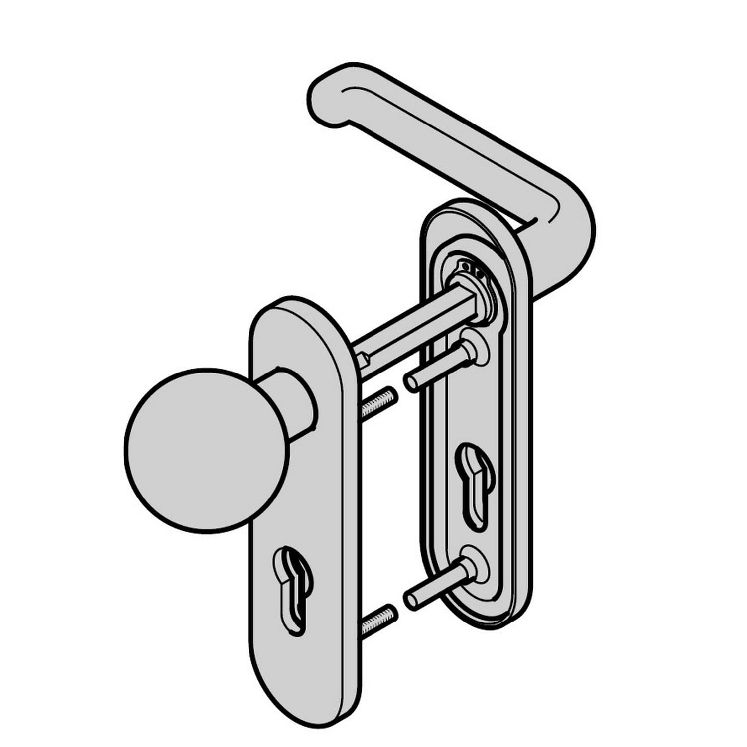 Hörmann Wechselgarnitur FSB mit Knopf (FS) Rechts Kurzschild PZ, Aluminium BILD 1