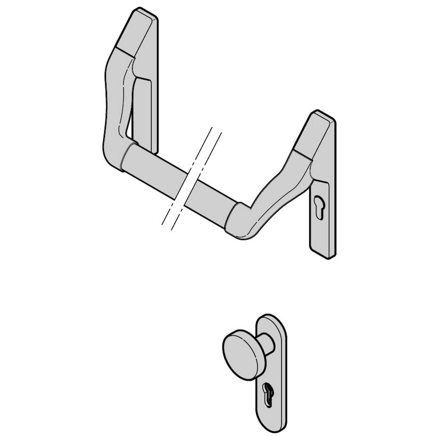 Hörmann Stangengriffe mit Drücker / Knopf Kurzschild PZ, beschichted BILD 1