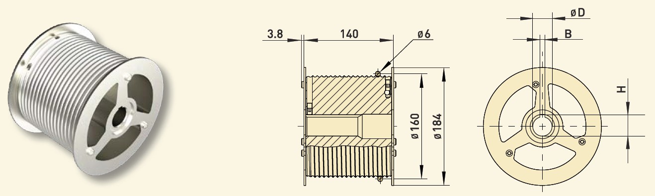 GfA Seiltrommel Typ B 160-6R-40 für Wellen / 30005988