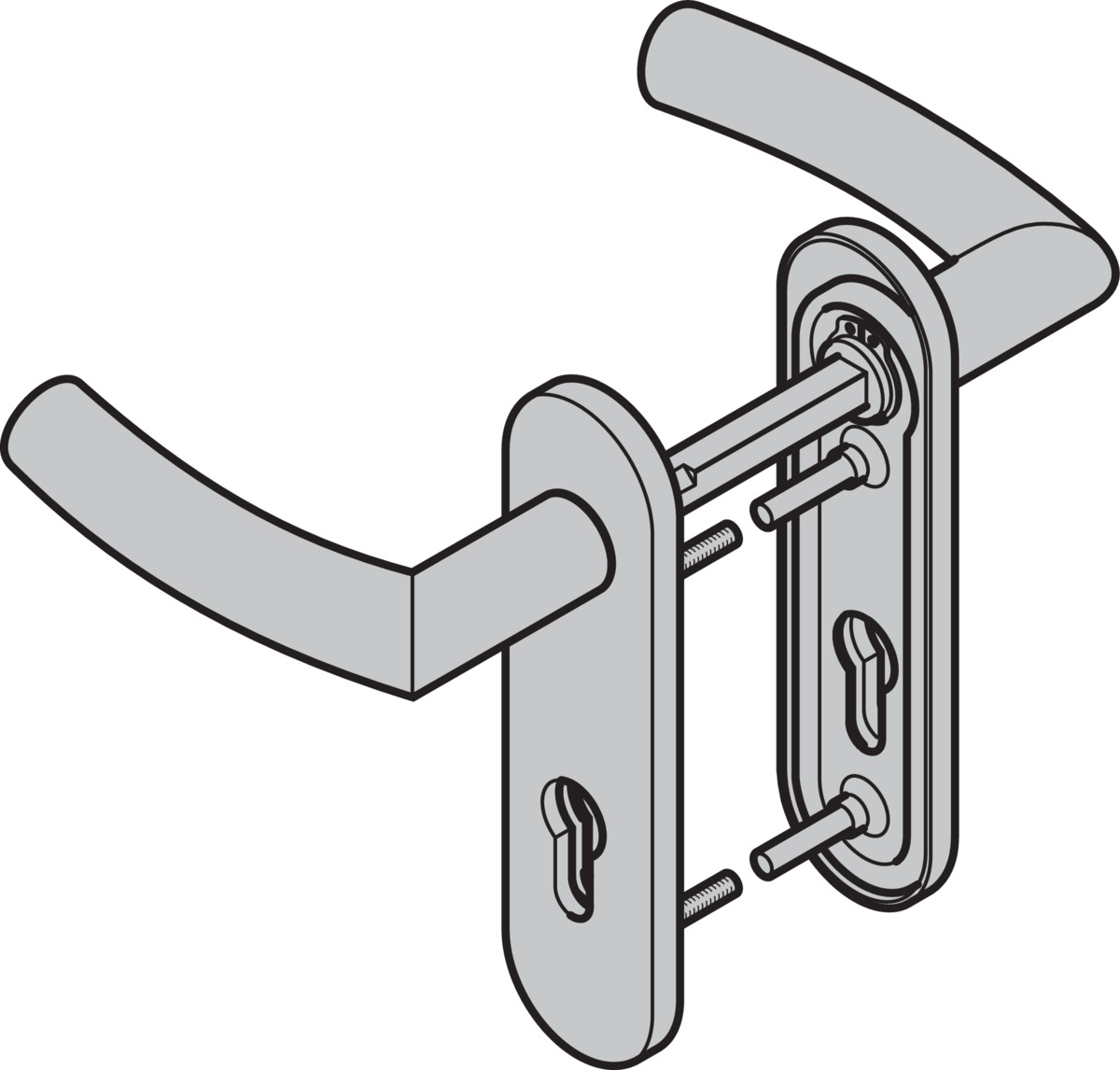 Hörmann Drückergarnitur D-310 (FS) Kurzschild PZ, Edelstahl, matt BILD 9