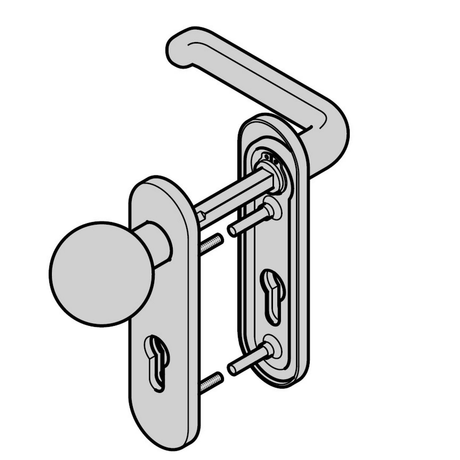 Hörmann Wechselgarnitur FSB mit Knopf (FS) Links Kurzschild PZ, Aluminium BILD 1