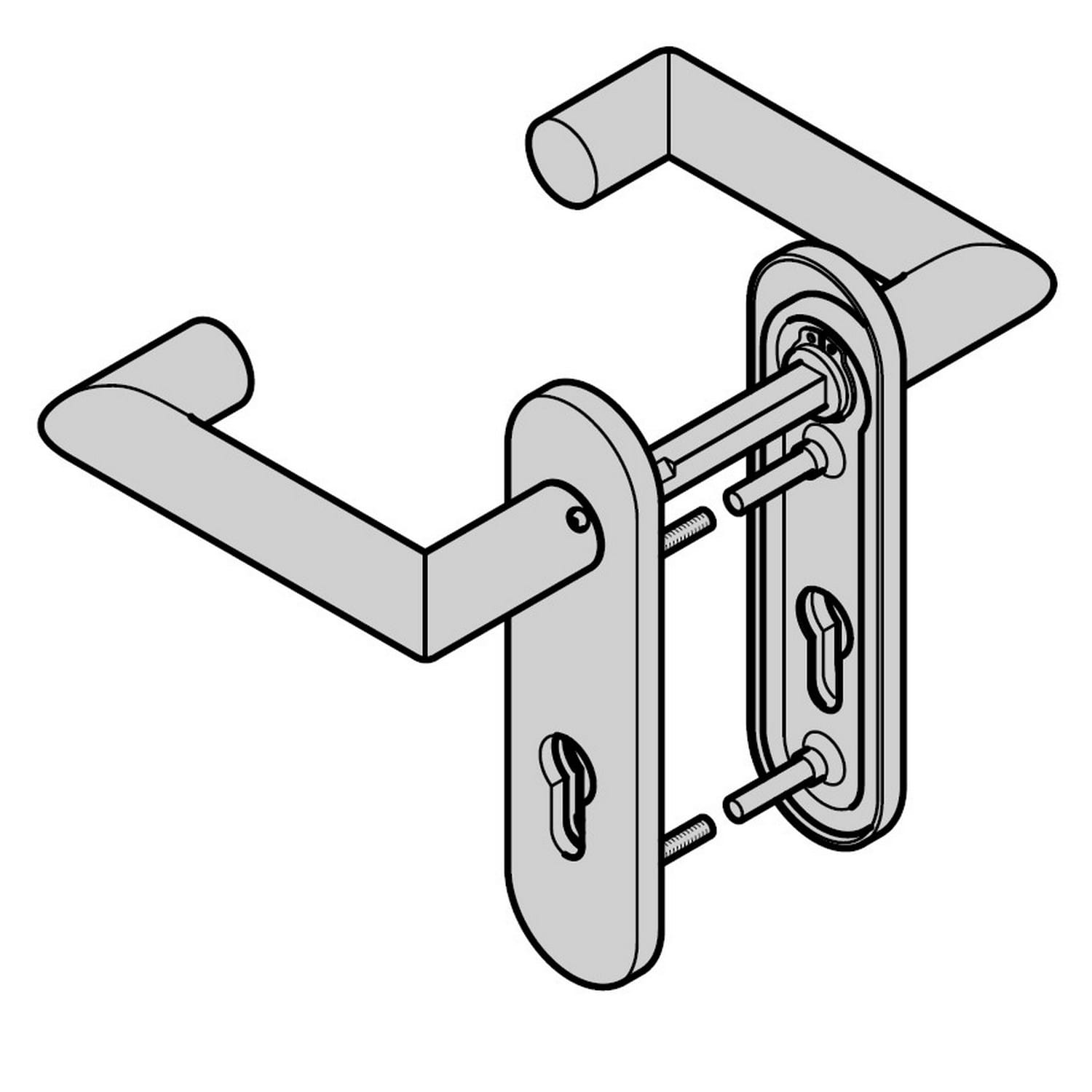 Hörmann Panikgarnitur D-330 (FS) Kurzschild PZ, Edelstahl, matt BILD 1