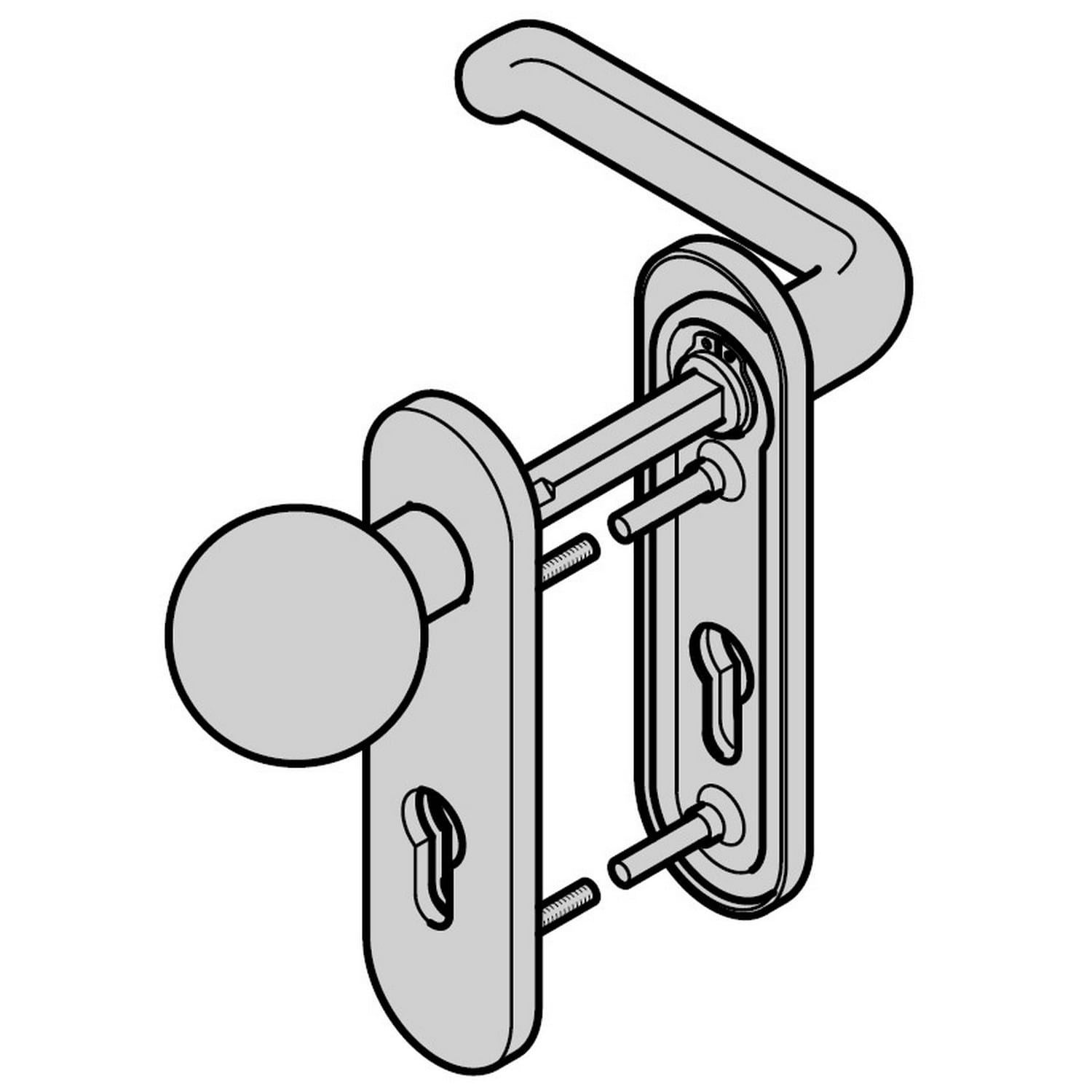Hörmann Wechselgarnitur FSB mit Knopf (FS) Rechts Kurzschild PZ, Edelstahl BILD 1