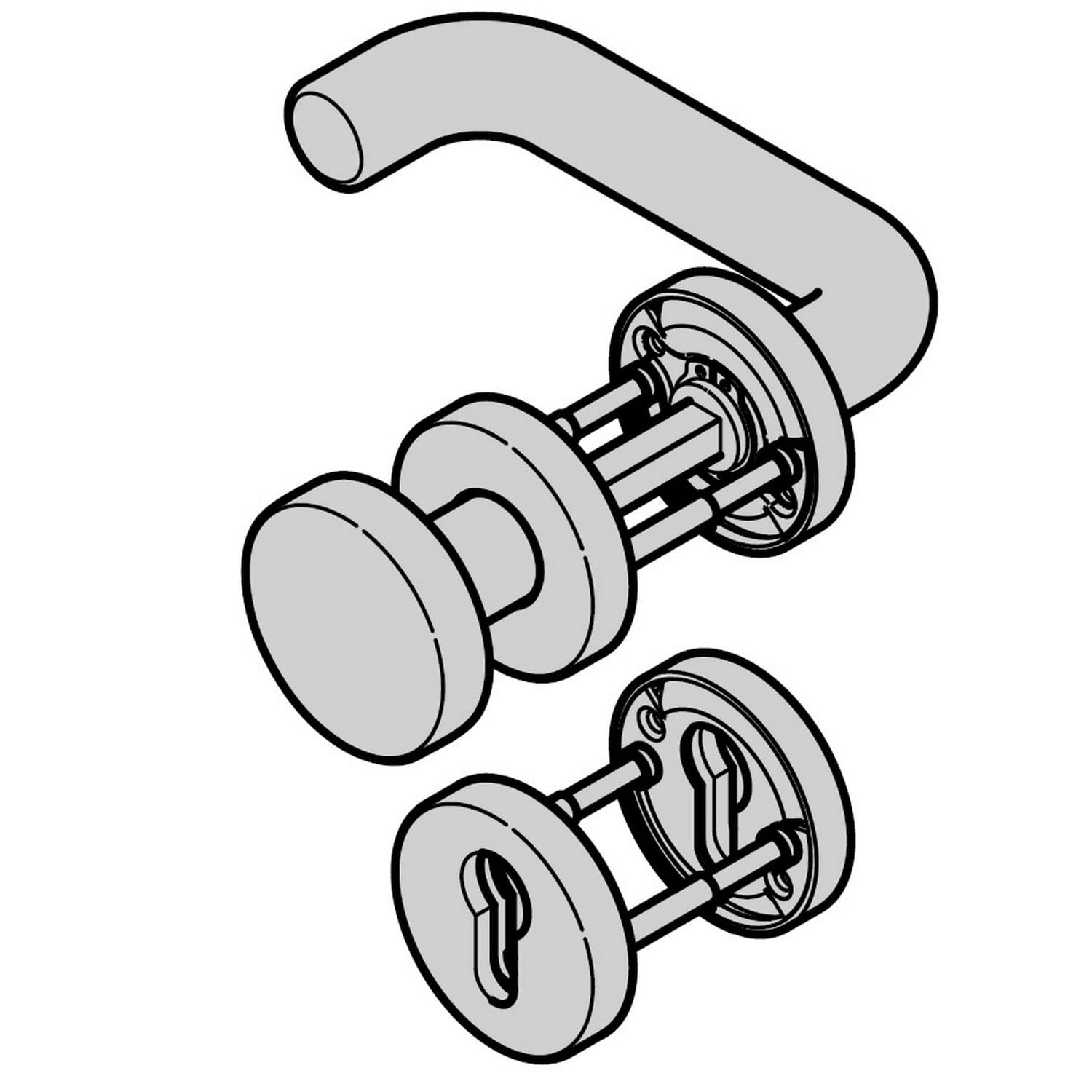 Hörmann Wechselgarnitur mit Knopf (FS) Links Rosette PZ, Edelstahl, matt BILD 1