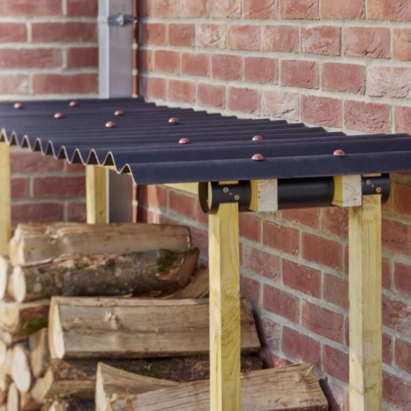 MOTTEZ Holzlager-Regalhalterungen 2er Set, schwarz für Kamin / MM061Q BILD 7