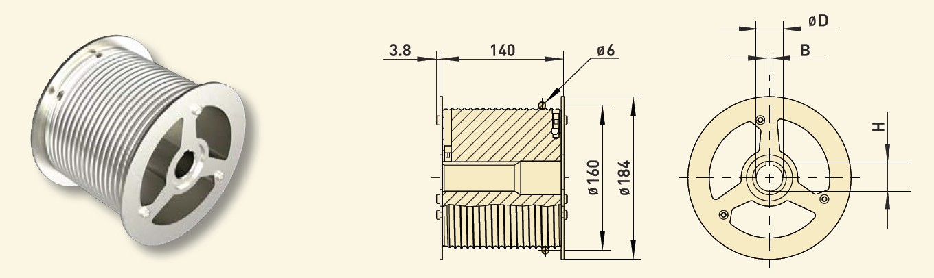 GfA Seiltrommel Typ B 160-6L-25,4 für Wellen / 30005983