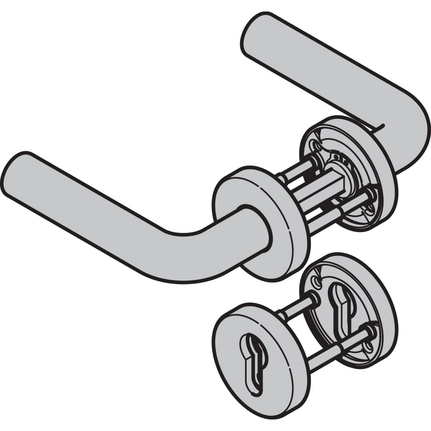 Hörmann Drückergarnitur D-210 (FS) Rosette PZ, Aluminium BILD 1