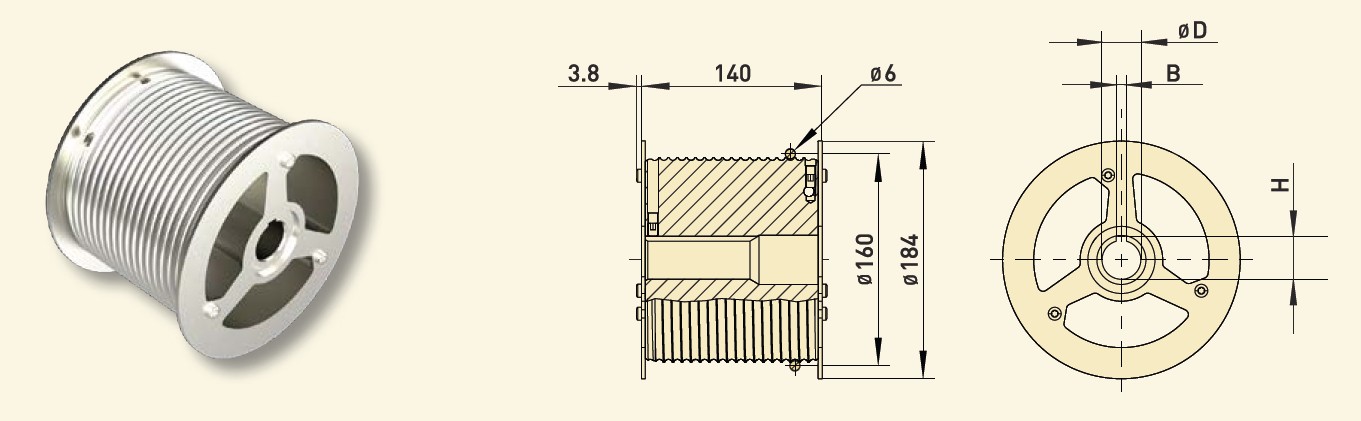 GfA Seiltrommel Typ B 160-6R-25 für Wellen / 30005980