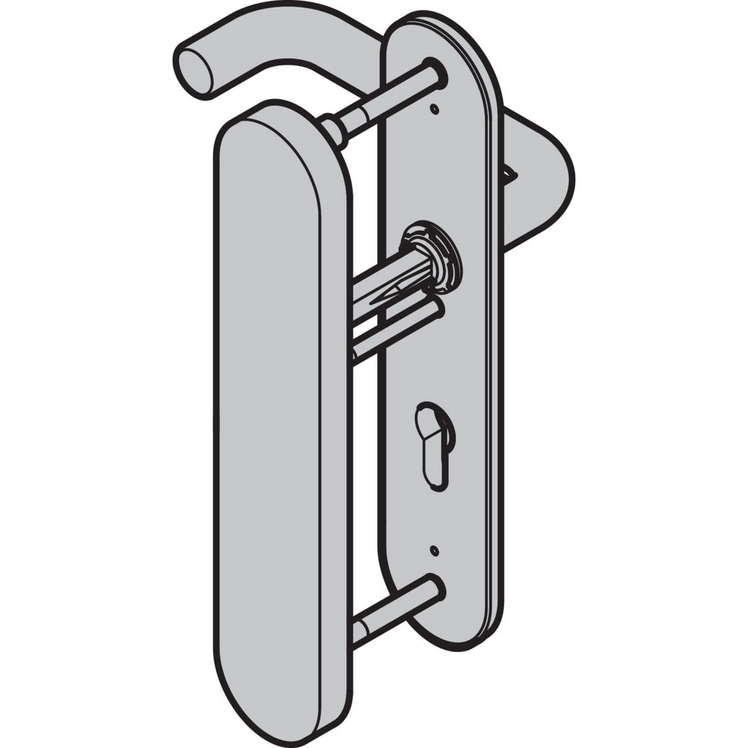 Hörmann Sicherheits-Drückergarnitur ES 2 (FS) Langschild PZ, Aluminium BILD 9