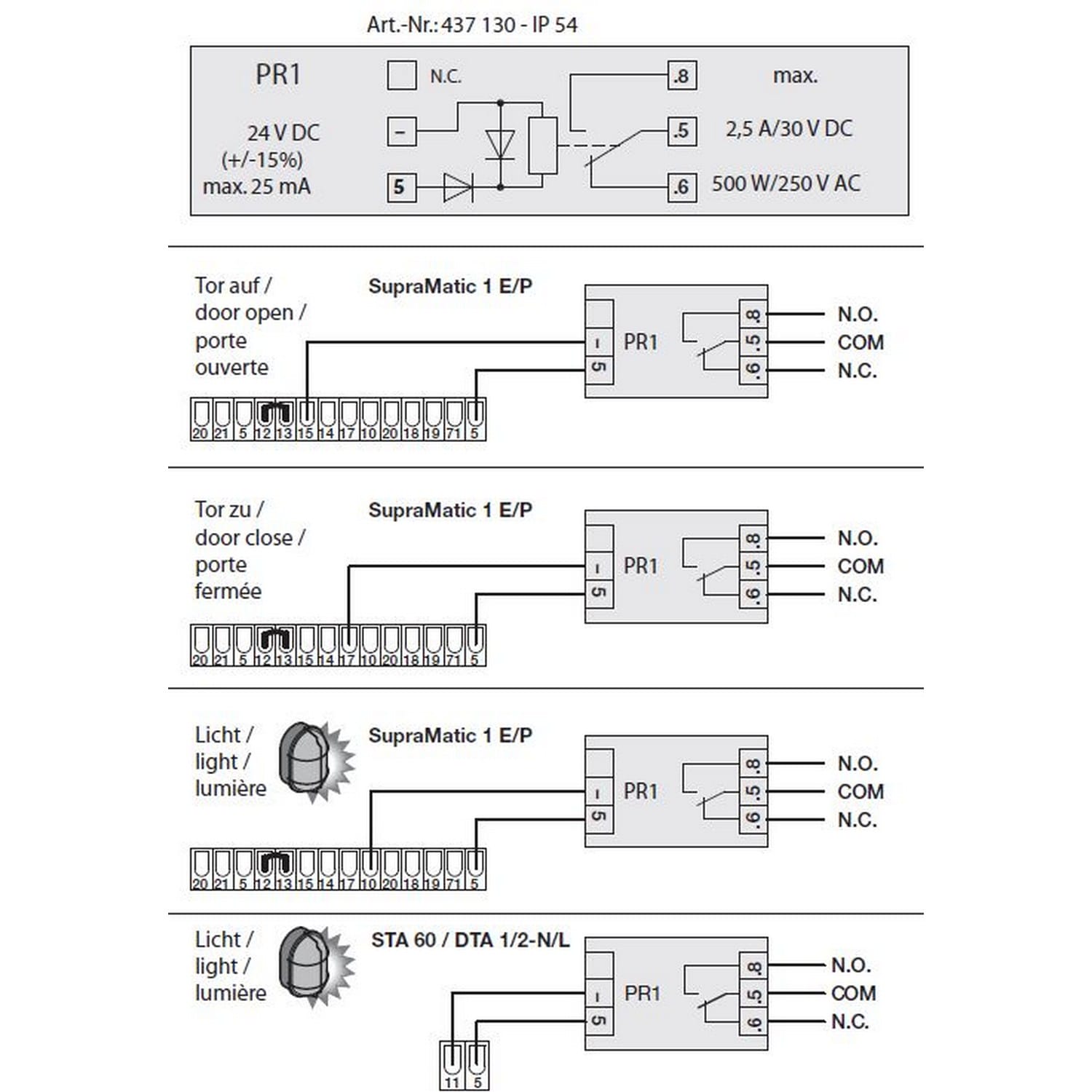 Hörmann Relaisplatine PR 1 im Gehäuse, IP 44, Hellgrau für Industrietor-Antriebe BILD 4