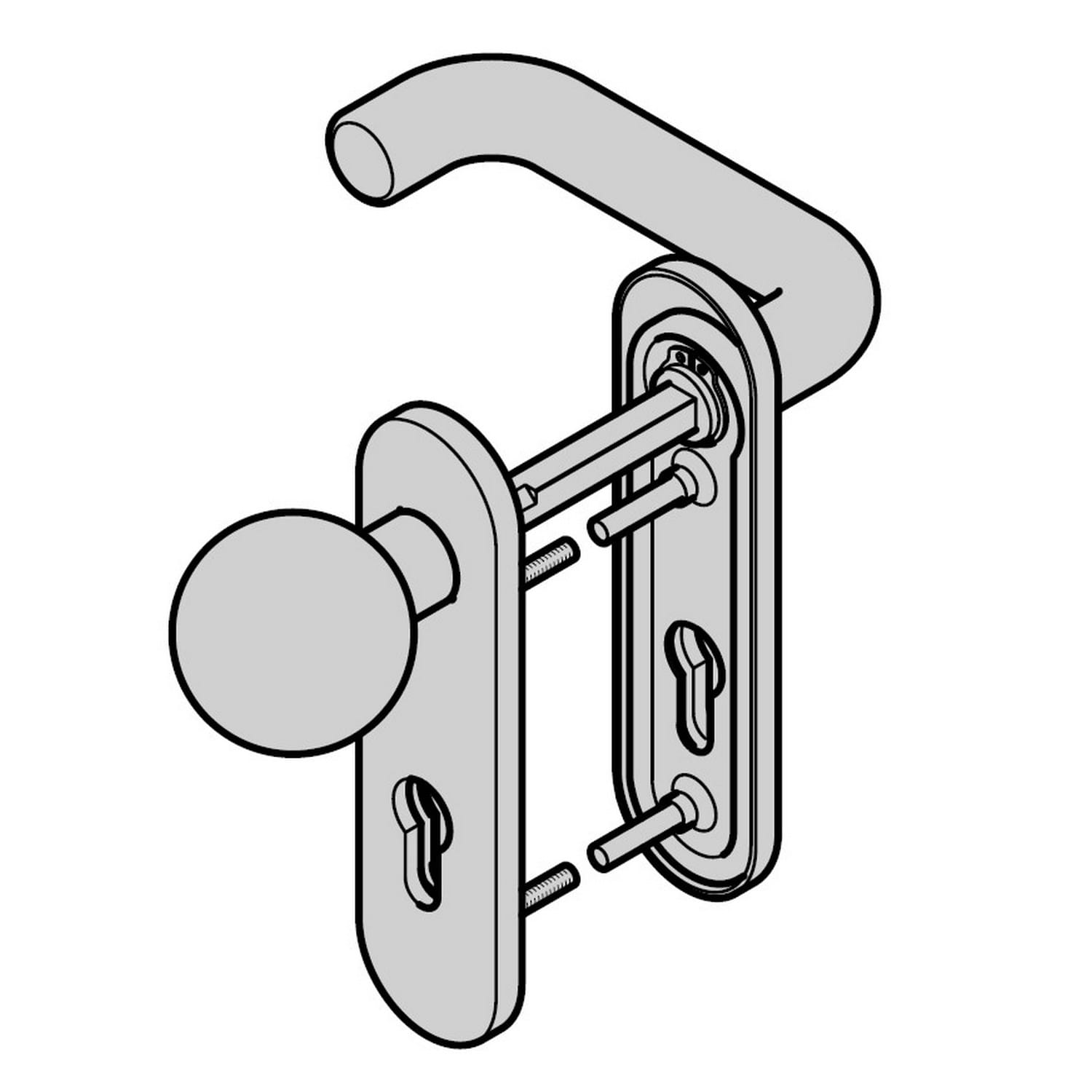 Hörmann Wechselgarnitur FSB mit Knopf (FS) Links Kurzschild PZ, Aluminium BILD 1