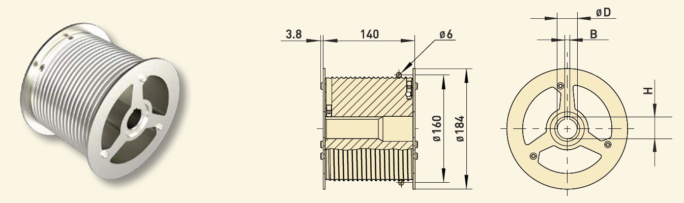 GfA Seiltrommel Typ B 160-6L-30 für Wellen / 30005985