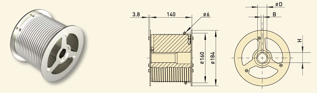 GfA Seiltrommel Typ B 160-6R-30 für Wellen / 30005984